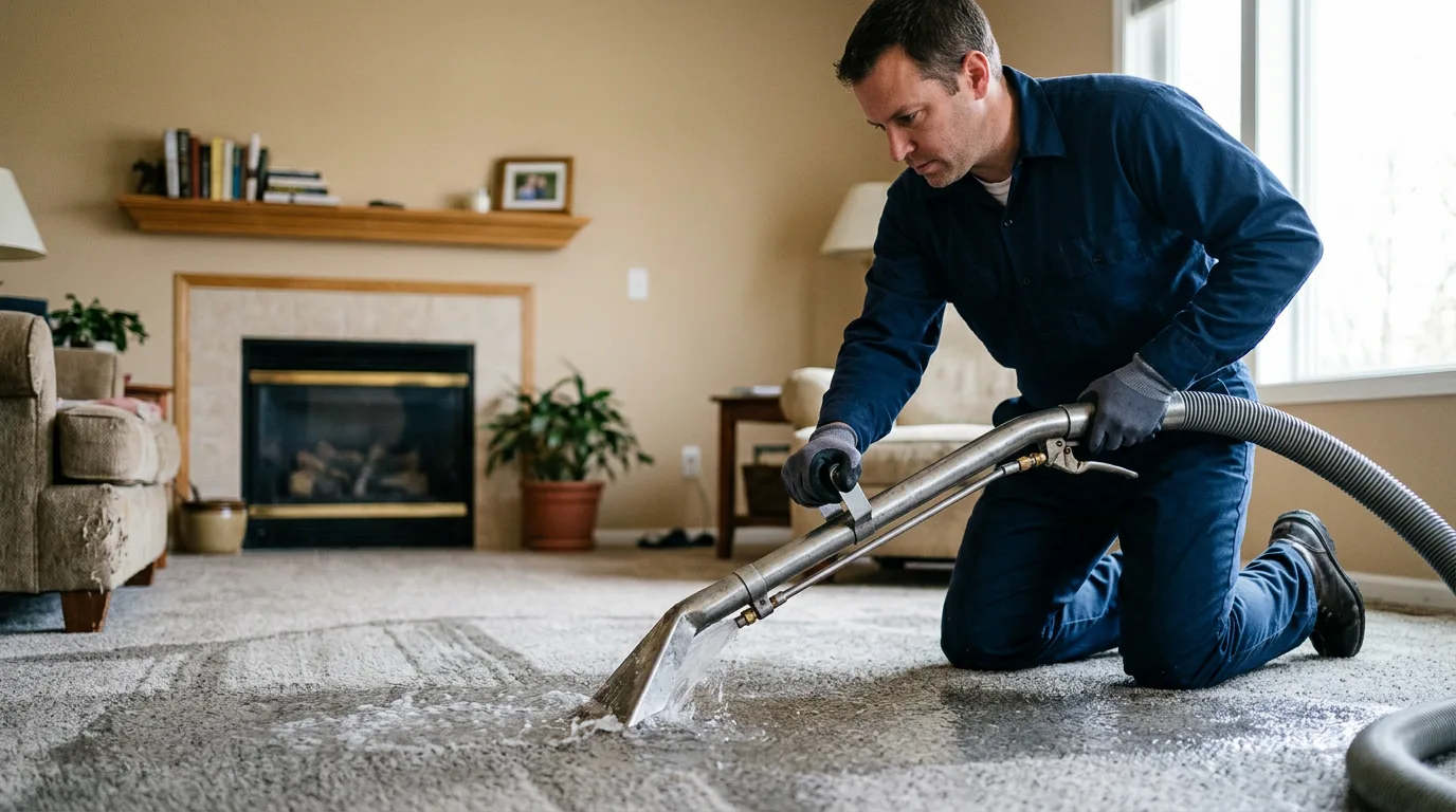Water damage restoration technician working near Coleman, MI